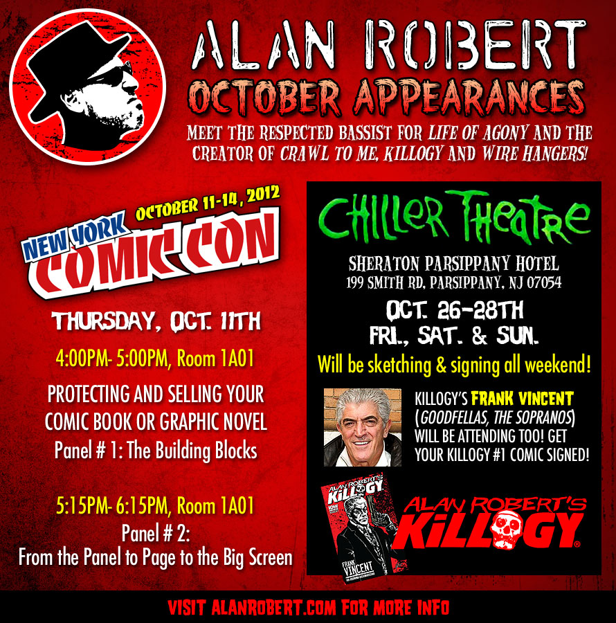 Alan Robert's October Appearances: Meet the Creator of Crawl to Me & Killogy!